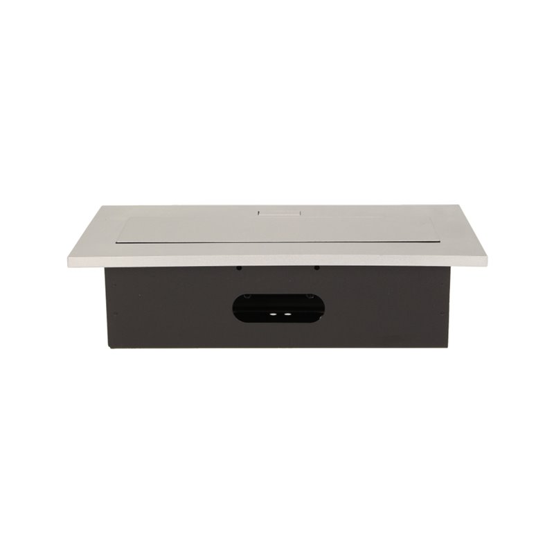 GNIAZDO MEBLOWE WPUSZCZANE W BLAT Z GRUBYM RANTEM, 2X2P+Z, 3 PORTY USB, SREBRNE ORNO GNIAZDO MEBLOWE WPUSZCZANE W BLAT Z GRUBYM RANTEM, 2X2P+Z, 3 PORTY USB, SREBRNE ORNO