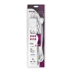 LISTWA PRZECIWPRZEPIĘCIOWA, 4 GNIAZDA 2P+Z, KABEL 3X1,0MM2, 3M, Z WYŁĄCZNIKIEM PODŚWIETLANYM DWUTOROWYM. 10A/230 VAC, OCHRONNIK LISTWA PRZECIWPRZEPIĘCIOWA, 4 GNIAZDA 2P+Z, KABEL 3X1,0MM2, 3M, Z WYŁĄCZNIKIEM PODŚWIETLANYM DWUTOROWYM. 10A/230 VAC, OCHRONNIK