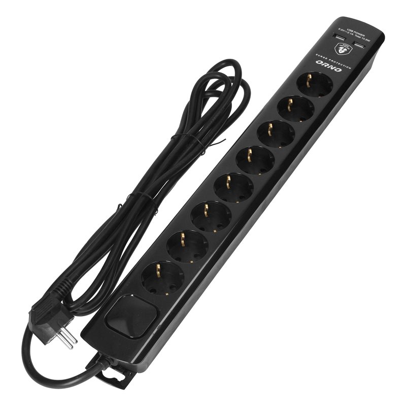 LISTWA PRZECIWPRZEPIĘCIOWA, 8 GNIAZD 2P+Z (SCHUKO), KABEL 3X1,5MM2, 3M, Z WYŁĄCZNIKIEM PODŚWIETLANYM DWUTOROWYM. 16A/230 VAC, OC LISTWA PRZECIWPRZEPIĘCIOWA, 8 GNIAZD 2P+Z (SCHUKO), KABEL 3X1,5MM2, 3M, Z WYŁĄCZNIKIEM PODŚWIETLANYM DWUTOROWYM. 16A/230 VAC, OC