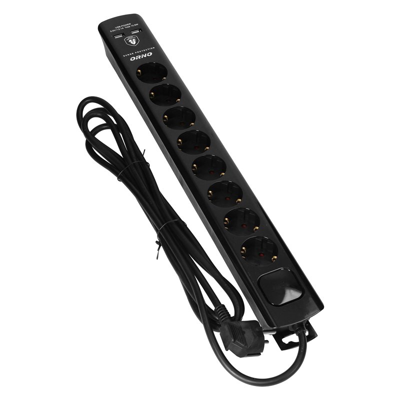LISTWA PRZECIWPRZEPIĘCIOWA, 8 GNIAZD 2P+Z (SCHUKO), KABEL 3X1,5MM2, 3M, Z WYŁĄCZNIKIEM PODŚWIETLANYM DWUTOROWYM. 16A/230 VAC, OC LISTWA PRZECIWPRZEPIĘCIOWA, 8 GNIAZD 2P+Z (SCHUKO), KABEL 3X1,5MM2, 3M, Z WYŁĄCZNIKIEM PODŚWIETLANYM DWUTOROWYM. 16A/230 VAC, OC