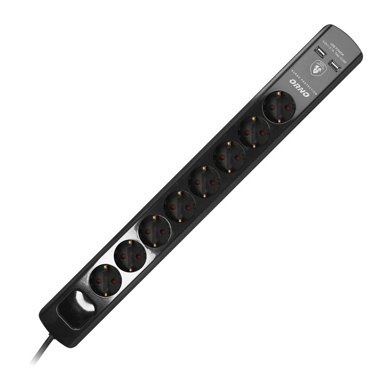 LISTWA PRZECIWPRZEPIĘCIOWA, 8 GNIAZD 2P+Z (SCHUKO), KABEL 3X1,5MM2, 3M, Z WYŁĄCZNIKIEM PODŚWIETLANYM DWUTOROWYM. 16A/230 VAC, OC LISTWA PRZECIWPRZEPIĘCIOWA, 8 GNIAZD 2P+Z (SCHUKO), KABEL 3X1,5MM2, 3M, Z WYŁĄCZNIKIEM PODŚWIETLANYM DWUTOROWYM. 16A/230 VAC, OC