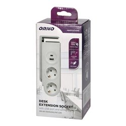 LISTWA ZASILAJĄCA BIURKOWA TYPU SCHUKO Z ŁADOWARKĄ USB I SPRĘŻYNOWYM ZACISKIEM MOCUJĄCYM ORNO LISTWA ZASILAJĄCA BIURKOWA TYPU SCHUKO Z ŁADOWARKĄ USB I SPRĘŻYNOWYM ZACISKIEM MOCUJĄCYM ORNO