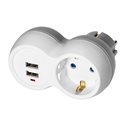 ROZGAŁĘŹNIK 2P+Z (SCHUKO) Z ŁADOWARKĄ 2XUSB, BIAŁO-SZARY ORNO ROZGAŁĘŹNIK 2P+Z (SCHUKO) Z ŁADOWARKĄ 2XUSB, BIAŁO-SZARY ORNO
