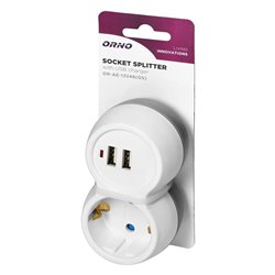 ROZGAŁĘŹNIK 2P+Z (SCHUKO) Z ŁADOWARKĄ 2XUSB, BIAŁO-SZARY ORNO ROZGAŁĘŹNIK 2P+Z (SCHUKO) Z ŁADOWARKĄ 2XUSB, BIAŁO-SZARY ORNO