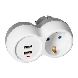 ROZGAŁĘŹNIK 2P+Z (SCHUKO) Z ŁADOWARKĄ 2XUSB, BIAŁO-SZARY ORNO ROZGAŁĘŹNIK 2P+Z (SCHUKO) Z ŁADOWARKĄ 2XUSB, BIAŁO-SZARY ORNO