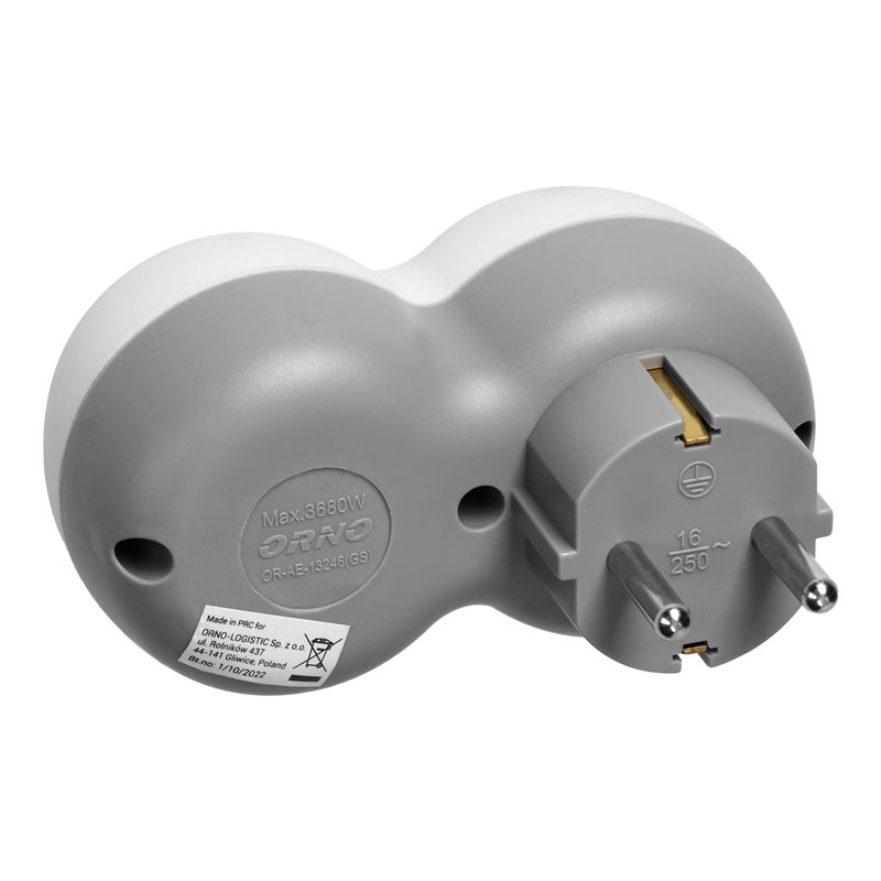 ROZGAŁĘŹNIK 2P+Z (SCHUKO) Z ŁADOWARKĄ 2XUSB, BIAŁO-SZARY ORNO ROZGAŁĘŹNIK 2P+Z (SCHUKO) Z ŁADOWARKĄ 2XUSB, BIAŁO-SZARY ORNO