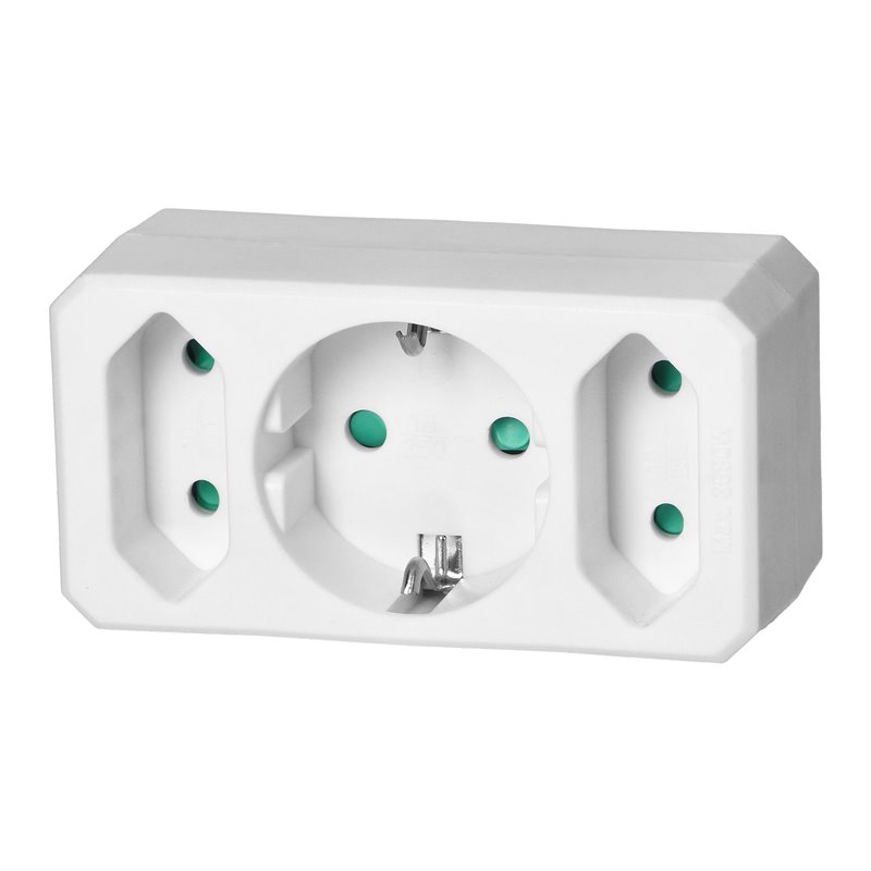 ROZGAŁĘŹNIK 2X2P + 1X2P+Z (SCHUKO), BIAŁY ORNO ROZGAŁĘŹNIK 2X2P + 1X2P+Z (SCHUKO), BIAŁY ORNO