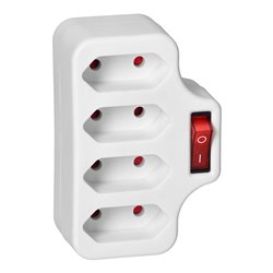 ROZGAŁĘŹNIK 4X2P Z WŁĄCZNIKIEM, BIAŁY ORNO ROZGAŁĘŹNIK 4X2P Z WŁĄCZNIKIEM, BIAŁY ORNO