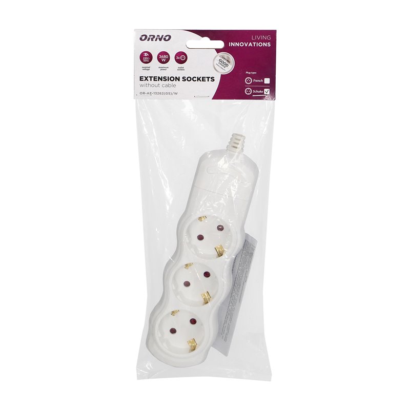 ROZGAŁĘŹNIK 3X2P+Z SCHUKO, BIAŁY ORNO ROZGAŁĘŹNIK 3X2P+Z SCHUKO, BIAŁY ORNO