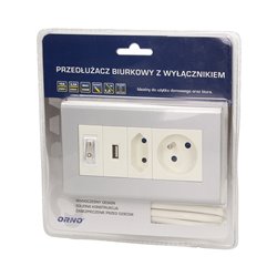 PRZEDŁUŻACZ BIURKOWY Z WYŁĄCZNIKIEM I ŁADOWARKĄ, 1X2P+Z, 1X2P/II, 1XUSB, PRZEWÓD 1,5M 3X1MM ORNO PRZEDŁUŻACZ BIURKOWY Z WYŁĄCZNIKIEM I ŁADOWARKĄ, 1X2P+Z, 1X2P/II, 1XUSB, PRZEWÓD 1,5M 3X1MM ORNO