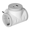 ROZGAŁĘŹNIK 2P+Z (SCHUKO) Z ŁADOWARKĄ 2XUSB, SZYBKIE ŁADOWANIE, BIAŁO-SZARY ORNO ROZGAŁĘŹNIK 2P+Z (SCHUKO) Z ŁADOWARKĄ 2XUSB, SZYBKIE ŁADOWANIE, BIAŁO-SZARY ORNO