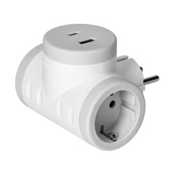 ROZGAŁĘŹNIK 2P+Z (SCHUKO) Z ŁADOWARKĄ 2XUSB, SZYBKIE ŁADOWANIE, BIAŁO-SZARY ORNO ROZGAŁĘŹNIK 2P+Z (SCHUKO) Z ŁADOWARKĄ 2XUSB, SZYBKIE ŁADOWANIE, BIAŁO-SZARY ORNO