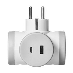 ROZGAŁĘŹNIK 2P+Z Z ŁADOWARKĄ 2XUSB, SZYBKIE ŁADOWANIE, BIAŁO-SZARY ORNO ROZGAŁĘŹNIK 2P+Z Z ŁADOWARKĄ 2XUSB, SZYBKIE ŁADOWANIE, BIAŁO-SZARY ORNO