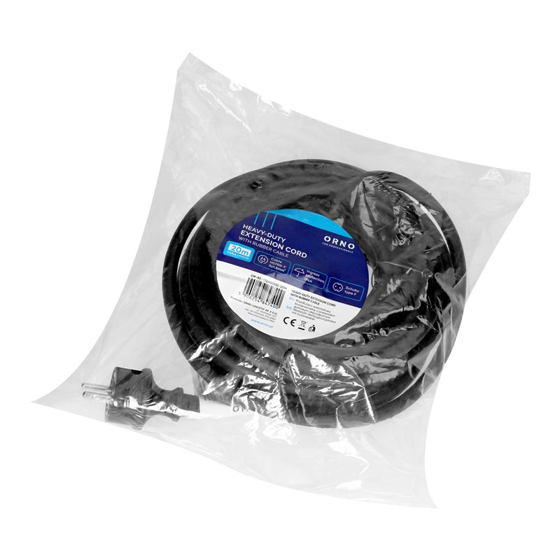PRZEDŁUŻACZ WARSZTATOWY BRYZGOSZCZELNY IP44, 1X2P+Z 20M,KABEL GUMOWY OLEJOODPORNY H07RN-F 3X1,5MM2, 230VAC/16A, SCHUKO ORNO PRZEDŁUŻACZ WARSZTATOWY BRYZGOSZCZELNY IP44, 1X2P+Z 20M,KABEL GUMOWY OLEJOODPORNY H07RN-F 3X1,5MM2, 230VAC/16A, SCHUKO ORNO