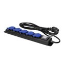 PRZEDŁUŻACZ WARSZTATOWY BRYZGOSZCZELNY Z WYŁĄCZNIKIEM, 5 GNIAZD 2P+Z, IP44, PRZEWÓD GUMOWY, H05RR-F 3X1,5MM2, DŁUGOŚĆ 3M ORNO