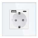 GNIAZDO POJEDYNCZE 2P+Z, SCHUKO, USB-A + USB-C, WYJŚCIE 5VDC MAX. 3A, BIAŁY ORNO