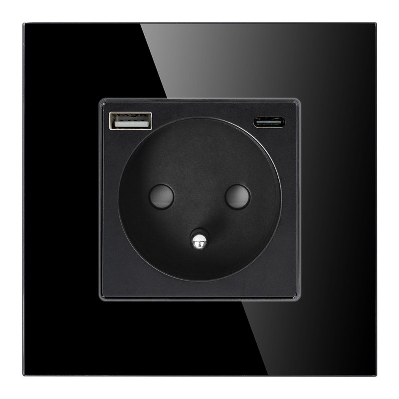 GNIAZDO POJEDYNCZE 2P+Z, USB-A + USB-C, PD, MAX. 20W, CZARNY ORNO GNIAZDO POJEDYNCZE 2P+Z, USB-A + USB-C, PD, MAX. 20W, CZARNY ORNO