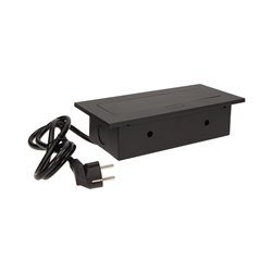 GNIAZDO MEBLOWE WPUSZCZANE W BLAT Z GRUBYM RANTEM 3X2P+Z, PRZEWÓD 1,5M 3X1,5MM2, CZARNE ORNO GNIAZDO MEBLOWE WPUSZCZANE W BLAT Z GRUBYM RANTEM 3X2P+Z, PRZEWÓD 1,5M 3X1,5MM2, CZARNE ORNO