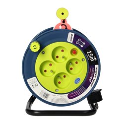 PRZEDŁUŻACZ BĘBNOWY MINI, 4 GNIAZDA 2P+Z, METALOWY STOJAK, POLWINIT H05VV-F 3X1MM2 , DŁUGOŚĆ 15M, LIMONKOWY ORNO PRZEDŁUŻACZ BĘBNOWY MINI, 4 GNIAZDA 2P+Z, METALOWY STOJAK, POLWINIT H05VV-F 3X1MM2 , DŁUGOŚĆ 15M, LIMONKOWY ORNO