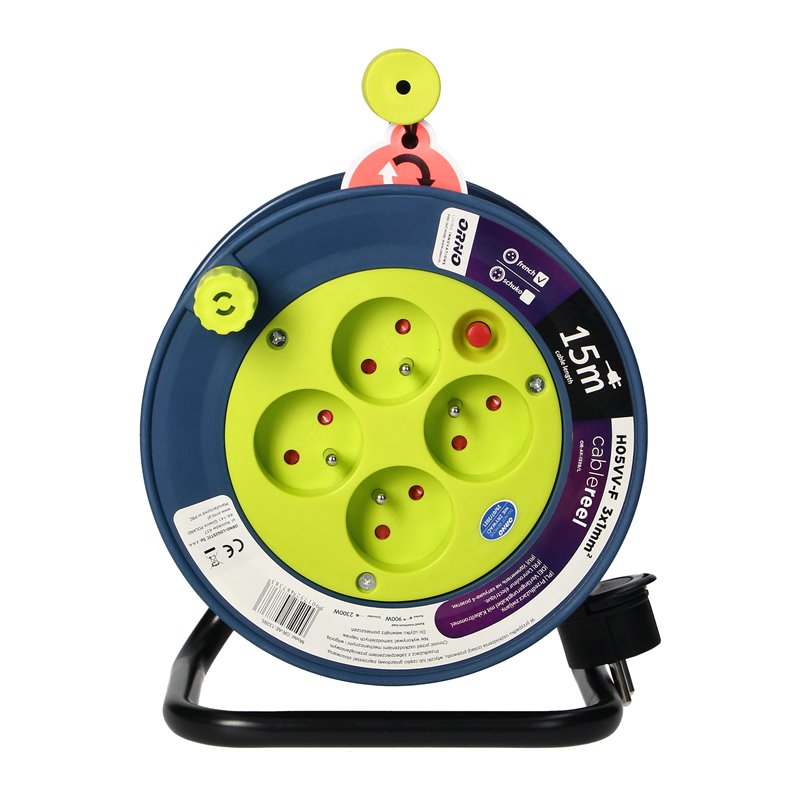 PRZEDŁUŻACZ BĘBNOWY MINI, 4 GNIAZDA 2P+Z, METALOWY STOJAK, POLWINIT H05VV-F 3X1MM2 , DŁUGOŚĆ 15M, LIMONKOWY ORNO PRZEDŁUŻACZ BĘBNOWY MINI, 4 GNIAZDA 2P+Z, METALOWY STOJAK, POLWINIT H05VV-F 3X1MM2 , DŁUGOŚĆ 15M, LIMONKOWY ORNO