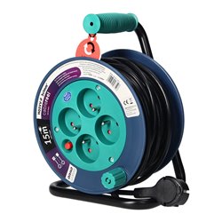 PRZEDŁUŻACZ BĘBNOWY MINI, 4 GNIAZDA 2P+Z, METALOWY STOJAK, POLWINIT H05VV-F 3X1MM2, DŁUGOŚĆ 15M, TURKUSOWY ORNO PRZEDŁUŻACZ BĘBNOWY MINI, 4 GNIAZDA 2P+Z, METALOWY STOJAK, POLWINIT H05VV-F 3X1MM2, DŁUGOŚĆ 15M, TURKUSOWY ORNO