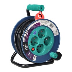 PRZEDŁUŻACZ BĘBNOWY MINI, 4 GNIAZDA 2P+Z, METALOWY STOJAK, POLWINIT H05VV-F 3X1MM2, DŁUGOŚĆ 15M, TURKUSOWY ORNO PRZEDŁUŻACZ BĘBNOWY MINI, 4 GNIAZDA 2P+Z, METALOWY STOJAK, POLWINIT H05VV-F 3X1MM2, DŁUGOŚĆ 15M, TURKUSOWY ORNO