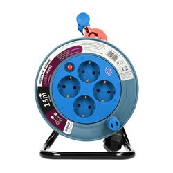 PRZEDŁUŻACZ BĘBNOWY MINI, 4 GNIAZDA 2P+Z, METALOWY STOJAK, POLWINIT H05VV-F 3X1MM2 , DŁUGOŚĆ 15M, TURKUSOWY, SCHUKO ORNO PRZEDŁUŻACZ BĘBNOWY MINI, 4 GNIAZDA 2P+Z, METALOWY STOJAK, POLWINIT H05VV-F 3X1MM2 , DŁUGOŚĆ 15M, TURKUSOWY, SCHUKO ORNO