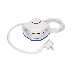 PRZEDŁUŻACZ ROGOWY Z PŁASKĄ WTYCZKA I ŁADOWARKĄ, 2X2P+Z, 2XUSB, PRZEWÓD 1,5M 3X1MM ORNO PRZEDŁUŻACZ ROGOWY Z PŁASKĄ WTYCZKA I ŁADOWARKĄ, 2X2P+Z, 2XUSB, PRZEWÓD 1,5M 3X1MM ORNO