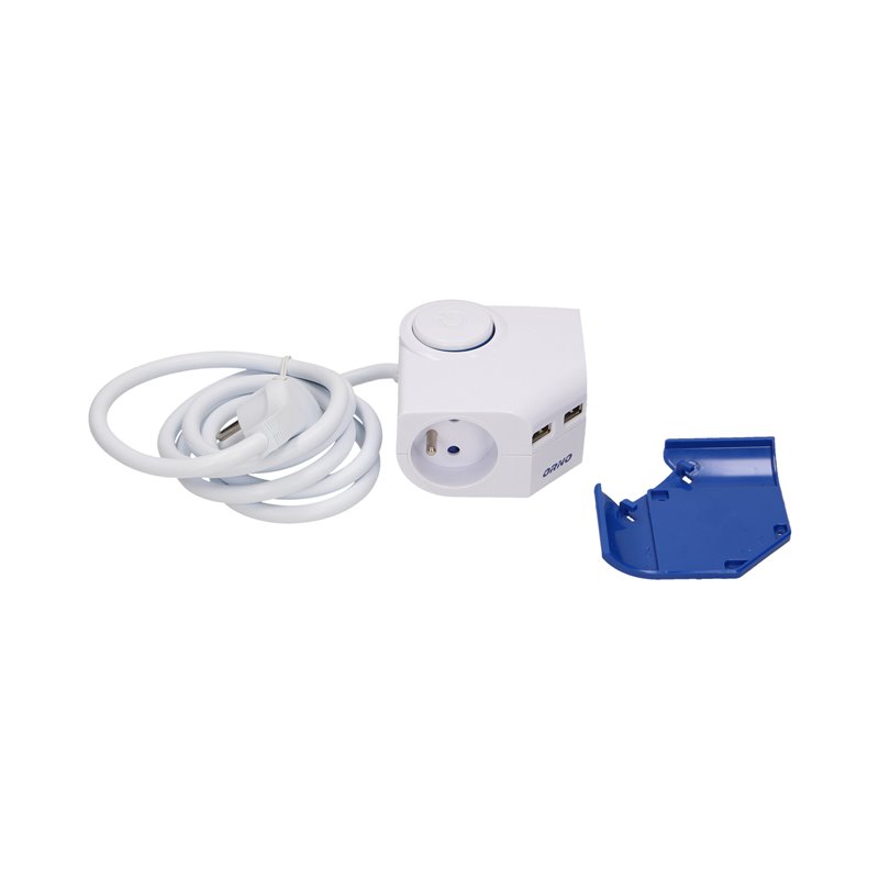 PRZEDŁUŻACZ ROGOWY Z PŁASKĄ WTYCZKA I ŁADOWARKĄ, 2X2P+Z, 2XUSB, PRZEWÓD 1,5M 3X1MM ORNO PRZEDŁUŻACZ ROGOWY Z PŁASKĄ WTYCZKA I ŁADOWARKĄ, 2X2P+Z, 2XUSB, PRZEWÓD 1,5M 3X1MM ORNO