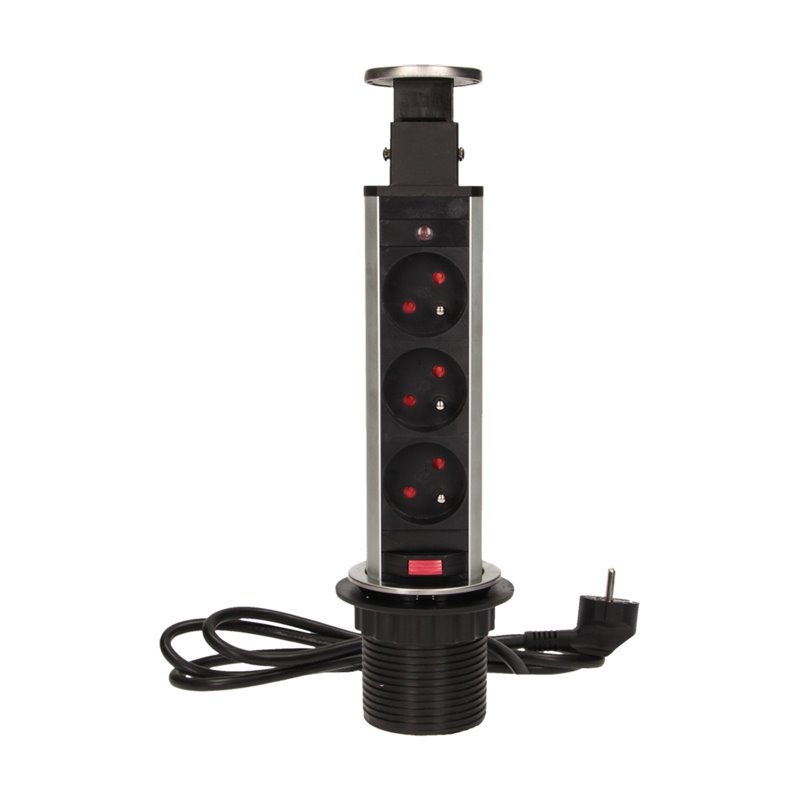 GNIAZDO MEBLOWE O6CM WYSUWANE Z BLATU Z BLOKADĄ I PRZEWODEM 1,8M, 3X2P+Z, INOX ORNO GNIAZDO MEBLOWE O6CM WYSUWANE Z BLATU Z BLOKADĄ I PRZEWODEM 1,8M, 3X2P+Z, INOX ORNO
