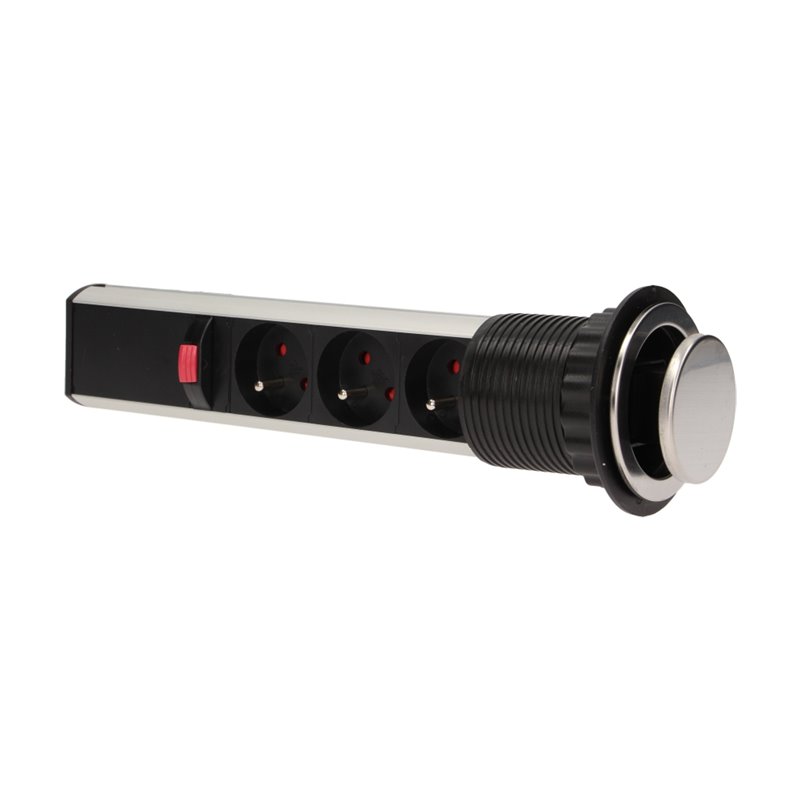 GNIAZDO MEBLOWE O6CM WYSUWANE Z BLATU Z BLOKADĄ I PRZEWODEM 1,8M, 3X2P+Z, INOX ORNO GNIAZDO MEBLOWE O6CM WYSUWANE Z BLATU Z BLOKADĄ I PRZEWODEM 1,8M, 3X2P+Z, INOX ORNO