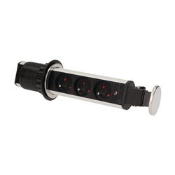 GNIAZDO MEBLOWE O6CM WYSUWANE Z BLATU Z BLOKADĄ I PRZEWODEM 1,8M, 3X2P+Z, INOX ORNO GNIAZDO MEBLOWE O6CM WYSUWANE Z BLATU Z BLOKADĄ I PRZEWODEM 1,8M, 3X2P+Z, INOX ORNO
