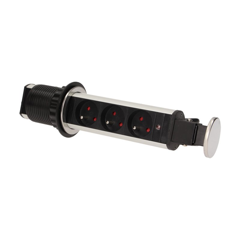 GNIAZDO MEBLOWE O6CM WYSUWANE Z BLATU Z BLOKADĄ I PRZEWODEM 1,8M, 3X2P+Z, INOX ORNO GNIAZDO MEBLOWE O6CM WYSUWANE Z BLATU Z BLOKADĄ I PRZEWODEM 1,8M, 3X2P+Z, INOX ORNO