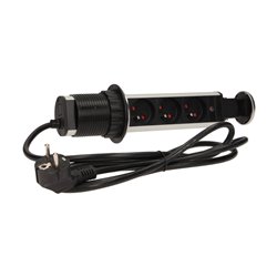 GNIAZDO MEBLOWE O6CM WYSUWANE Z BLATU Z BLOKADĄ I PRZEWODEM 1,8M, 3X2P+Z, INOX ORNO GNIAZDO MEBLOWE O6CM WYSUWANE Z BLATU Z BLOKADĄ I PRZEWODEM 1,8M, 3X2P+Z, INOX ORNO