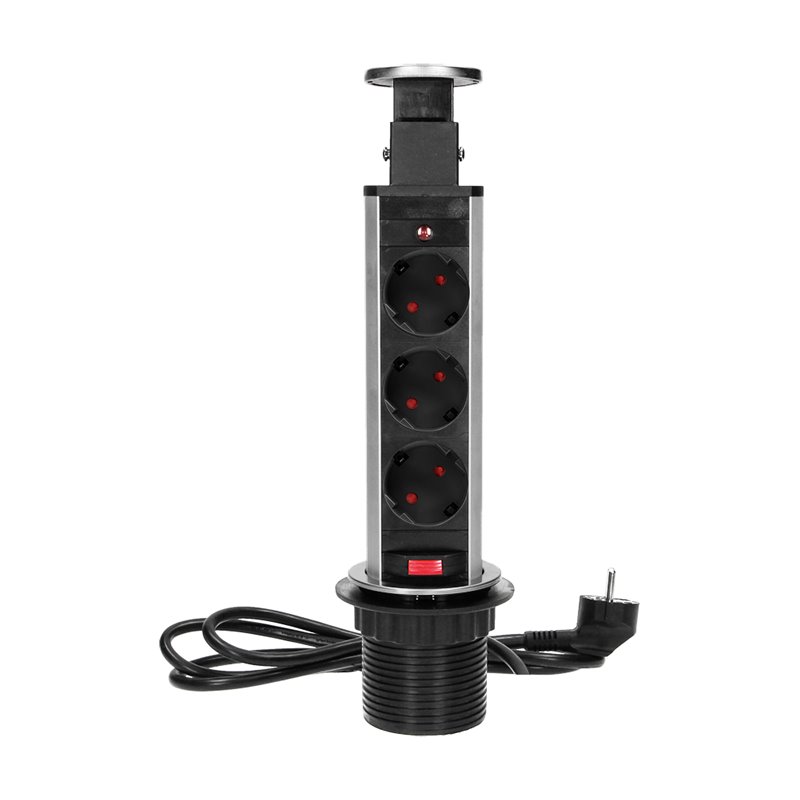GNIAZDO MEBLOWE O6CM WYSUWANE Z BLATU Z BLOKADĄ I PRZEWODEM 1,8M, 3X2P+Z (SCHUKO), INOX ORNO GNIAZDO MEBLOWE O6CM WYSUWANE Z BLATU Z BLOKADĄ I PRZEWODEM 1,8M, 3X2P+Z (SCHUKO), INOX ORNO