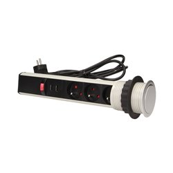 GNIAZDO MEBLOWE O6CM WYSUWANE Z BLATU Z ŁADOWARKĄ USB, BLOKADĄ I PRZEWODEM 1,8M, 3X2P+Z ORNO GNIAZDO MEBLOWE O6CM WYSUWANE Z BLATU Z ŁADOWARKĄ USB, BLOKADĄ I PRZEWODEM 1,8M, 3X2P+Z ORNO