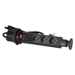 GNIAZDO MEBLOWE O6CM WYSUWANE Z BLATU Z ŁADOWARKĄ USB, BLOKADĄ I PRZEWODEM 1,8M, 3X2P+Z, CZARNE ORNO GNIAZDO MEBLOWE O6CM WYSUWANE Z BLATU Z ŁADOWARKĄ USB, BLOKADĄ I PRZEWODEM 1,8M, 3X2P+Z, CZARNE ORNO