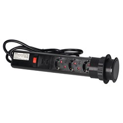GNIAZDO MEBLOWE O6CM WYSUWANE Z BLATU Z ŁADOWARKĄ USB, BLOKADĄ I PRZEWODEM 1,8M, 3X2P+Z, CZARNE ORNO GNIAZDO MEBLOWE O6CM WYSUWANE Z BLATU Z ŁADOWARKĄ USB, BLOKADĄ I PRZEWODEM 1,8M, 3X2P+Z, CZARNE ORNO