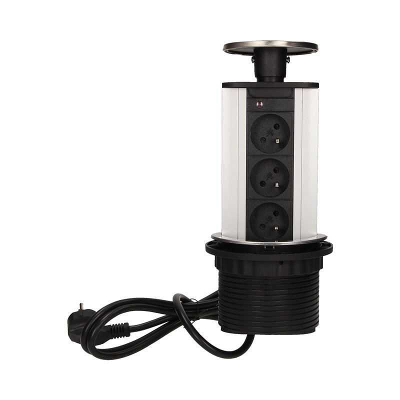 GNIAZDO MEBLOWE O10CM WYSUWANE Z BLATU Z PRZEWODEM 1,8M, 3X2P+Z, INOX ORNO GNIAZDO MEBLOWE O10CM WYSUWANE Z BLATU Z PRZEWODEM 1,8M, 3X2P+Z, INOX ORNO