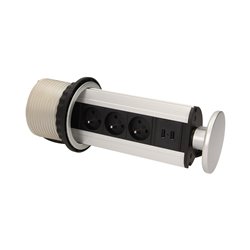 GNIAZDO MEBLOWE O10CM WYSUWANE Z BLATU Z ŁADOWARKĄ USB I PRZEWODEM 1,8M, 3X2P+Z, 2XUSB ORNO GNIAZDO MEBLOWE O10CM WYSUWANE Z BLATU Z ŁADOWARKĄ USB I PRZEWODEM 1,8M, 3X2P+Z, 2XUSB ORNO