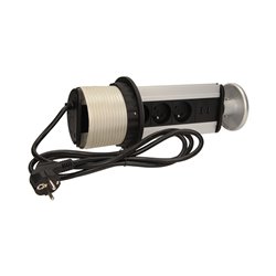 GNIAZDO MEBLOWE O10CM WYSUWANE Z BLATU Z ŁADOWARKĄ USB I PRZEWODEM 1,8M, 3X2P+Z, 2XUSB ORNO GNIAZDO MEBLOWE O10CM WYSUWANE Z BLATU Z ŁADOWARKĄ USB I PRZEWODEM 1,8M, 3X2P+Z, 2XUSB ORNO