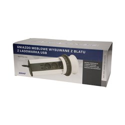 GNIAZDO MEBLOWE O10CM WYSUWANE Z BLATU Z ŁADOWARKĄ USB I PRZEWODEM 1,8M, 3X2P+Z, 2XUSB, INOX ORNO GNIAZDO MEBLOWE O10CM WYSUWANE Z BLATU Z ŁADOWARKĄ USB I PRZEWODEM 1,8M, 3X2P+Z, 2XUSB, INOX ORNO