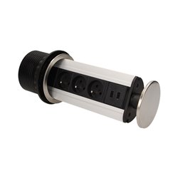 GNIAZDO MEBLOWE O10CM WYSUWANE Z BLATU Z ŁADOWARKĄ USB I PRZEWODEM 1,8M, 3X2P+Z, 2XUSB, INOX ORNO GNIAZDO MEBLOWE O10CM WYSUWANE Z BLATU Z ŁADOWARKĄ USB I PRZEWODEM 1,8M, 3X2P+Z, 2XUSB, INOX ORNO