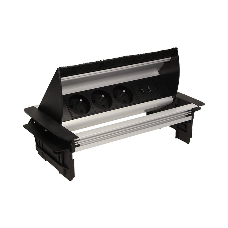 GNIAZDO MEBLOWE WPUSZCZANE W BLAT ZE SZCZOTKĄ PRZECIWKURZOWĄ, ŁADOWARKĄ USB I PRZEWODEM 1,8M, 3X2P+Z, 2XUSB ORNO GNIAZDO MEBLOWE WPUSZCZANE W BLAT ZE SZCZOTKĄ PRZECIWKURZOWĄ, ŁADOWARKĄ USB I PRZEWODEM 1,8M, 3X2P+Z, 2XUSB ORNO