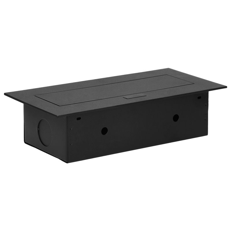GNIAZDO MEBLOWE WPUSZCZANE W BLAT Z PŁASKIM RANTEM, 3X2P+Z (SCHUKO), CZARNE ORNO GNIAZDO MEBLOWE WPUSZCZANE W BLAT Z PŁASKIM RANTEM, 3X2P+Z (SCHUKO), CZARNE ORNO