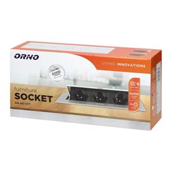 GNIAZDO MEBLOWE WPUSZCZANE W BLAT Z PŁASKIM RANTEM, 3X2P+Z (SCHUKO), SREBRNE ORNO GNIAZDO MEBLOWE WPUSZCZANE W BLAT Z PŁASKIM RANTEM, 3X2P+Z (SCHUKO), SREBRNE ORNO