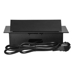 GNIAZDO MEBLOWE WPUSZCZANE W BLAT Z PŁASKIM RANTEM, 3 GNIAZDAMI 2P+Z (SCHUKO) ORAZ PRZEWODEM 1,5M (3X1,5MM2), CZARNE ORNO GNIAZDO MEBLOWE WPUSZCZANE W BLAT Z PŁASKIM RANTEM, 3 GNIAZDAMI 2P+Z (SCHUKO) ORAZ PRZEWODEM 1,5M (3X1,5MM2), CZARNE ORNO