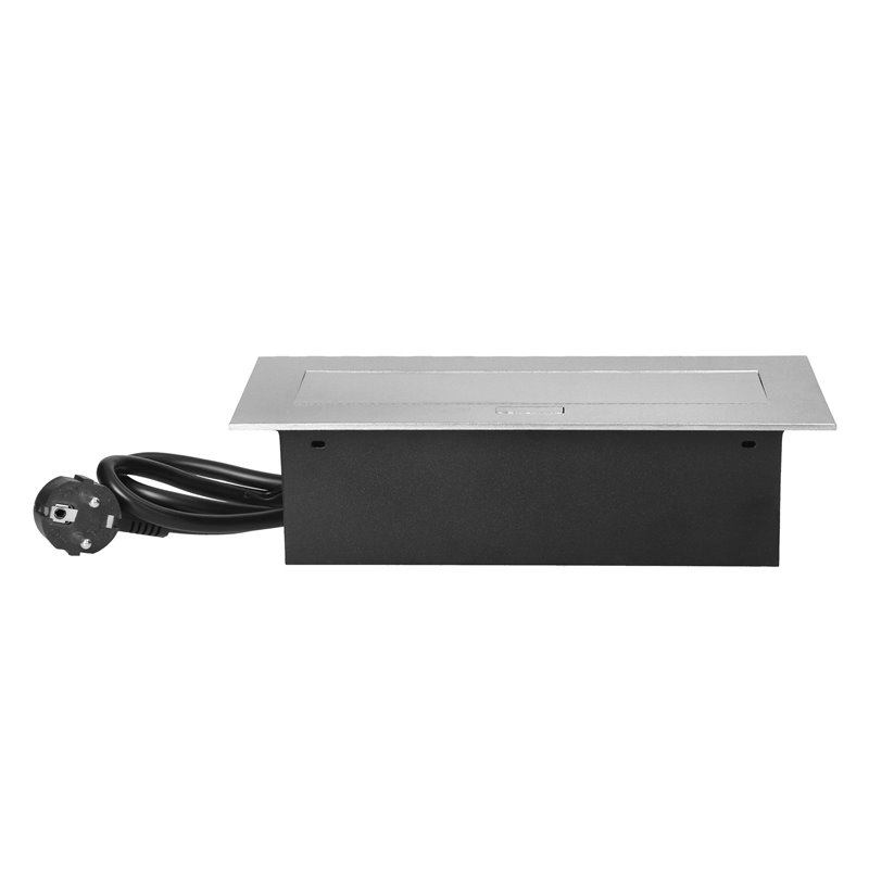 GNIAZDO MEBLOWE WPUSZCZANE W BLAT Z PŁASKIM RANTEM, 3 GNIAZDAMI 2P+Z (SCHUKO) ORAZ PRZEWODEM 1,5M (3X1,5MM2), SREBRNE ORNO GNIAZDO MEBLOWE WPUSZCZANE W BLAT Z PŁASKIM RANTEM, 3 GNIAZDAMI 2P+Z (SCHUKO) ORAZ PRZEWODEM 1,5M (3X1,5MM2), SREBRNE ORNO