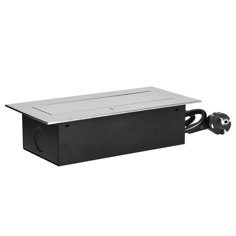GNIAZDO MEBLOWE WPUSZCZANE W BLAT Z PŁASKIM RANTEM, 3 GNIAZDAMI 2P+Z (SCHUKO) ORAZ PRZEWODEM 1,5M (3X1,5MM2), SREBRNE ORNO GNIAZDO MEBLOWE WPUSZCZANE W BLAT Z PŁASKIM RANTEM, 3 GNIAZDAMI 2P+Z (SCHUKO) ORAZ PRZEWODEM 1,5M (3X1,5MM2), SREBRNE ORNO