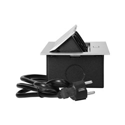 GNIAZDO MEBLOWE WPUSZCZANE W BLAT Z PŁASKIM RANTEM, 3 GNIAZDAMI 2P+Z (SCHUKO) ORAZ PRZEWODEM 1,5M (3X1,5MM2), SREBRNE ORNO GNIAZDO MEBLOWE WPUSZCZANE W BLAT Z PŁASKIM RANTEM, 3 GNIAZDAMI 2P+Z (SCHUKO) ORAZ PRZEWODEM 1,5M (3X1,5MM2), SREBRNE ORNO